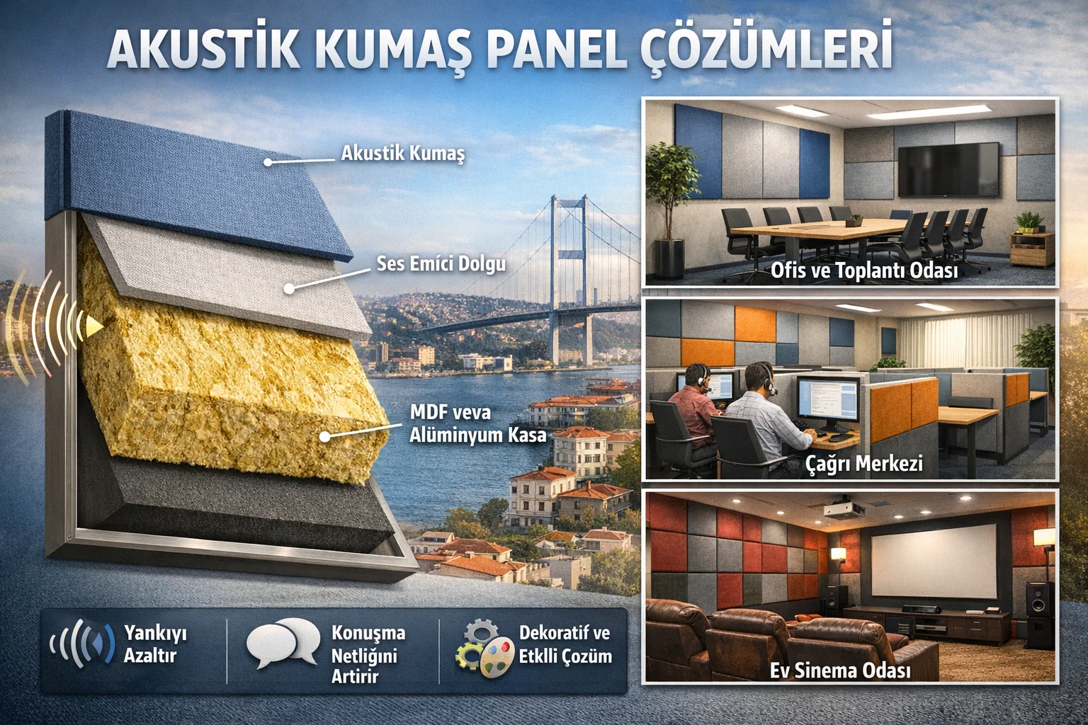 Akustik Kumaş Panel | Yankı ve Ses Düzenleme Çözümleri | TuğrulSAN